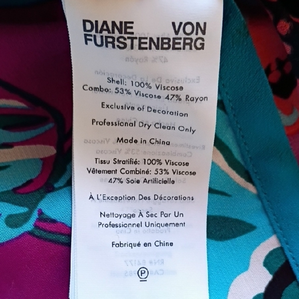Diane Von Furstenberg Floral Long Sleeve Maxi Dress - Purple and Teal Size S - Picture 13 of 14